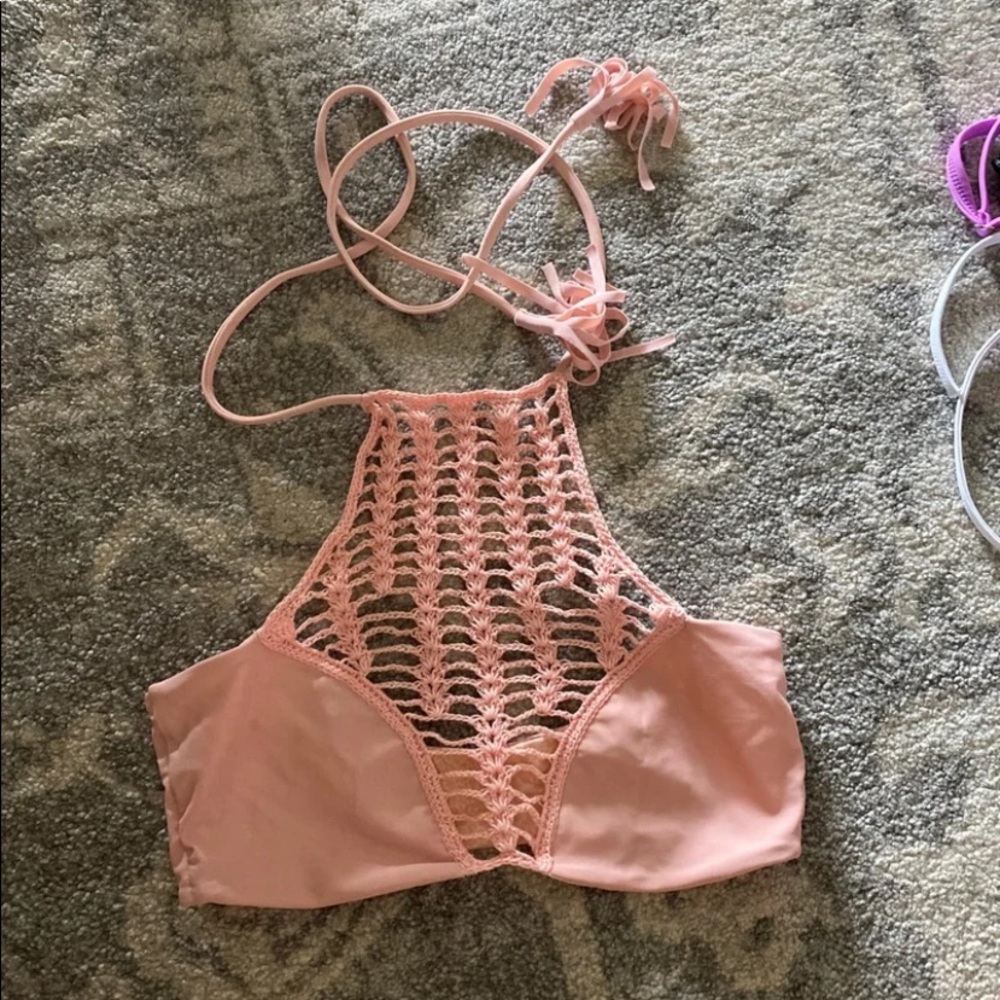 Acacia crochet halter swim top